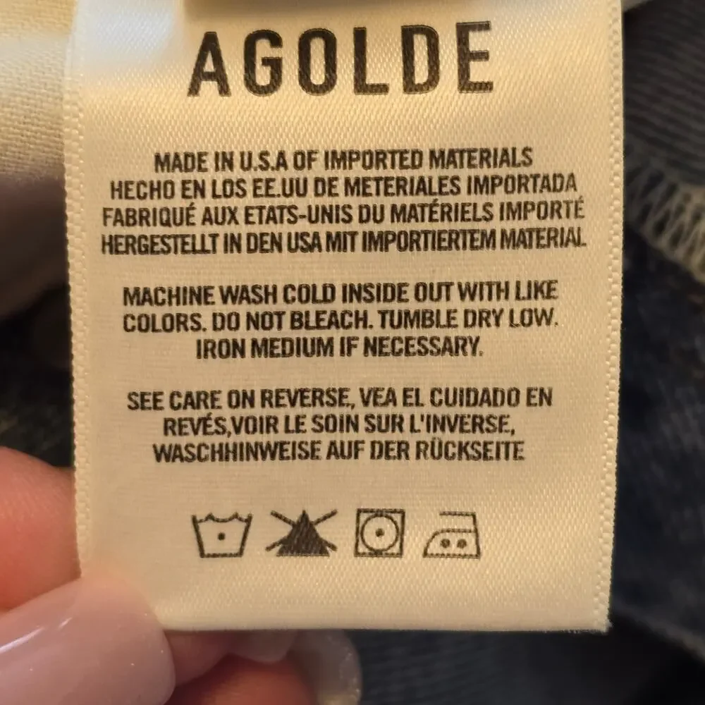 Agolde Kelly Jeans High Rise Relaxed Straight Blue Womens 29 Distressed NWT